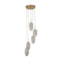 Runde Pendelleuchte Glas Metall Ø32 cm in Messing...