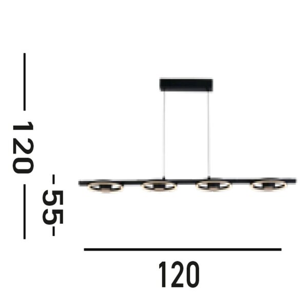 Stilvolle LED Hängeleuchte Metall Schwarz 3000 K Ringe
