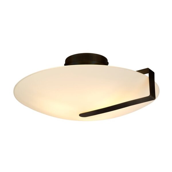 Deckenlampe Glas Metall E27 Ø40,5 cm rund Schwarz Weiß