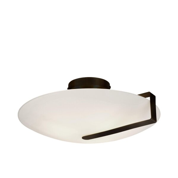 Deckenlampe Glas Metall E27 Ø40,5 cm rund Schwarz Weiß