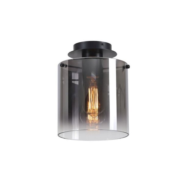 Deckenlampe Glas Metall in Schwarz Rauchgrau B:22 cm