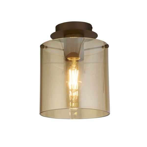 Deckenleuchte Glas Metall in Mokka Bernstein L:22 cm