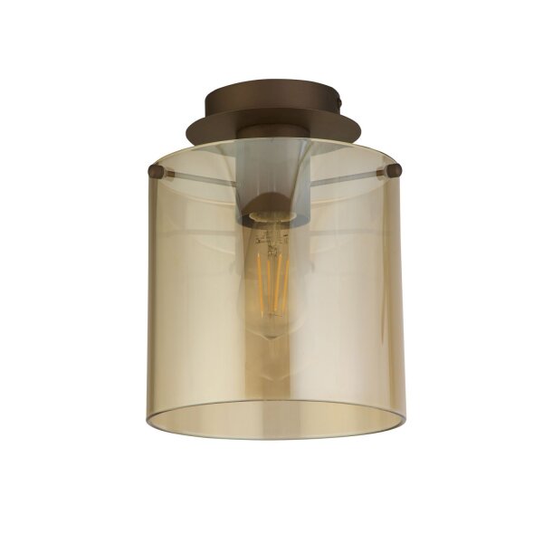 Deckenleuchte Glas Metall in Mokka Bernstein L:22 cm