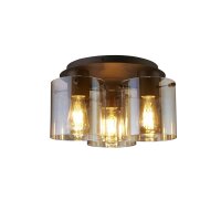 Deckenleuchte Glas Metall in Mokka Bernstein 3-flammig