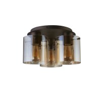 Deckenleuchte Glas Metall in Mokka Bernstein 3-flammig