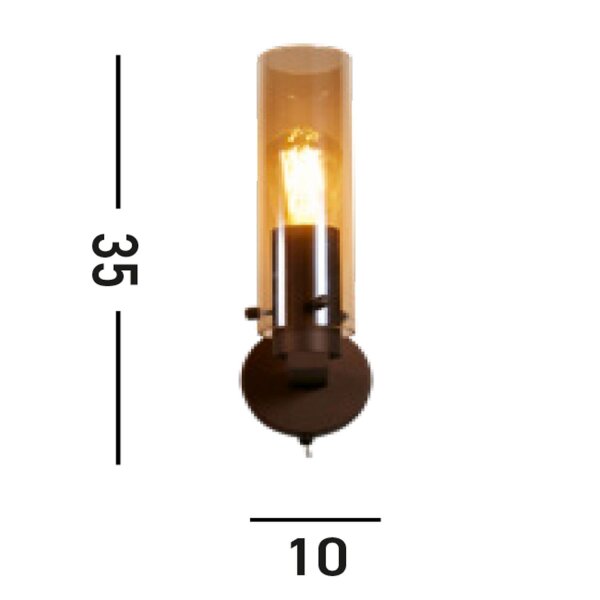 Wandlampe mit Schalter Metall Glas E27 Mokka Bernstein