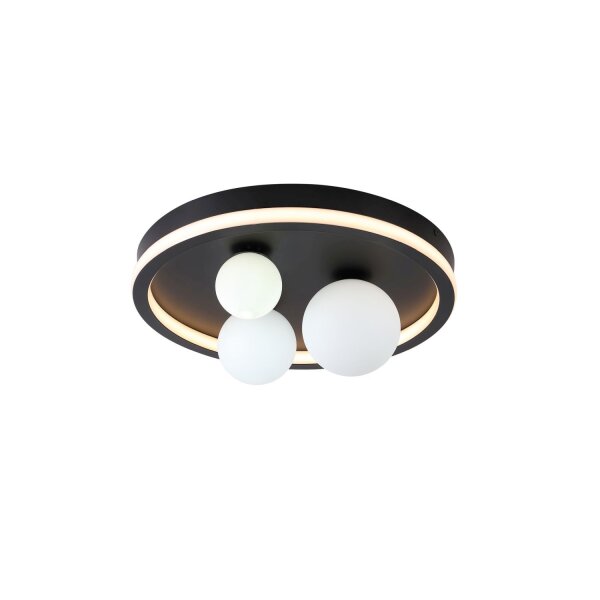 LED Deckenleuchte Schwarz Weiß Metall Glaskugeln Ø40 cm