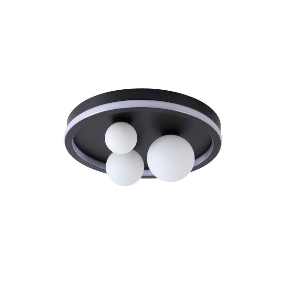 LED Deckenleuchte Schwarz Weiß Metall Glaskugeln Ø40 cm