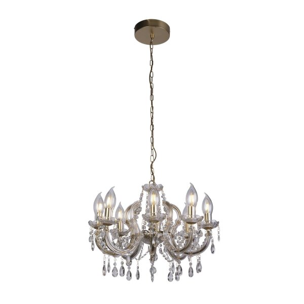 Kronleuchter Außen Metall Glas IP65 8-flammig L:60 cm