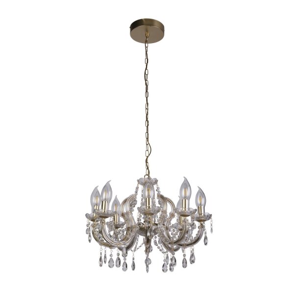 Kronleuchter Außen Metall Glas IP65 8-flammig L:60 cm