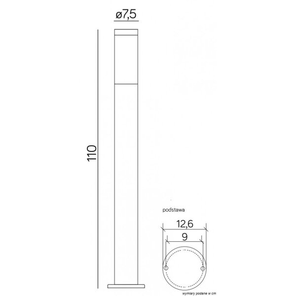 Edelstahl Pollerleuchte 110 cm IP44 wetterfest