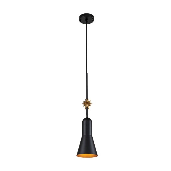 Hängeleuchte Schwarz Gold 13,3 cm breit H: max. 151,1 cm E27