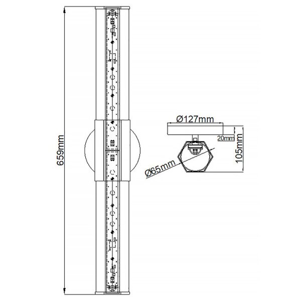 LED Badleuchte Glas Metall IP44 65,9 cm hoch länglich