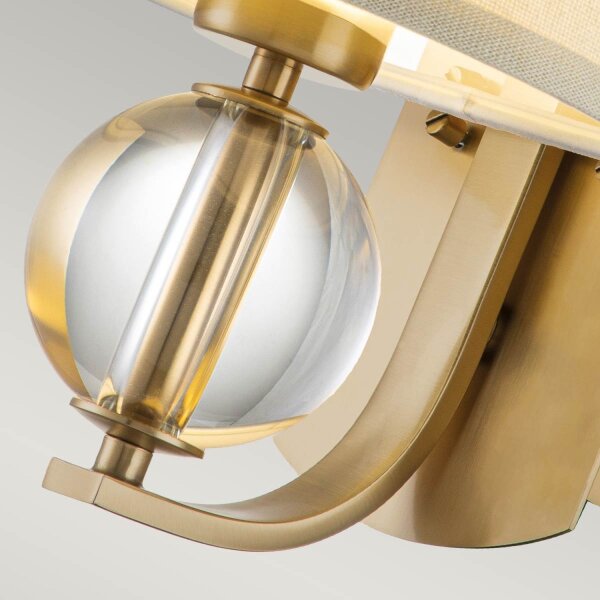 Wandlampe mit LED G9 in Messing Creme Stoffschirm