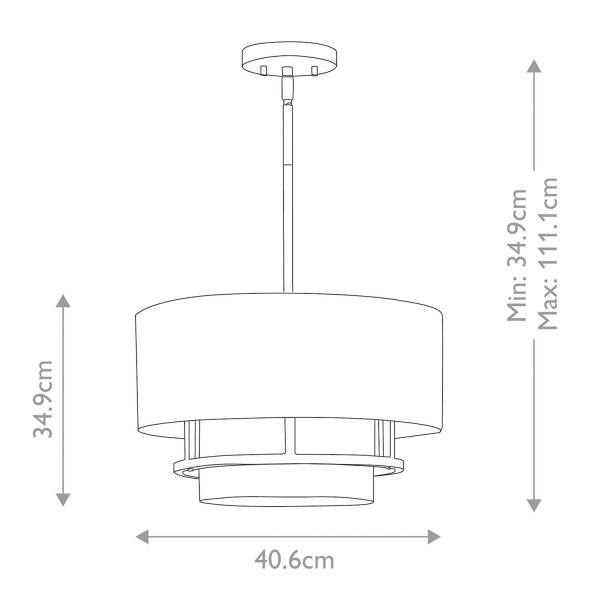 Deckenlampe Stoff Metall Ø 40,6 cm Weiß Schwarz 3x E14