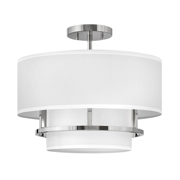 Deckenleuchte Stoff Metall rund Ø 40,6 cm 3x E14 Weiß Nickel