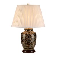Vintage Tischlampe ELYA Schwarz Gold Creme H:59cm