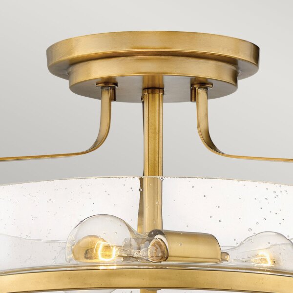 Deckenleuchte rund D: 36,6 cm Metall Regenglas 3x E27