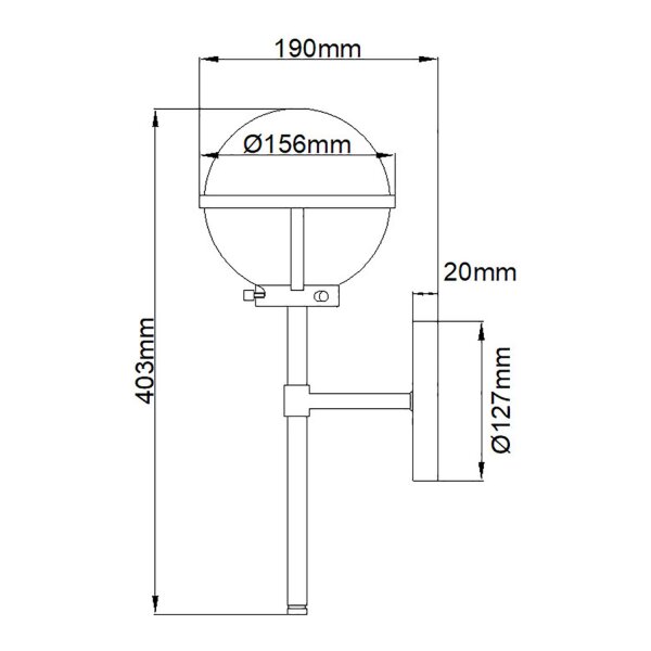 Badezimmerlampe Metall Glas IP44 40,3 cm hoch Schwarz