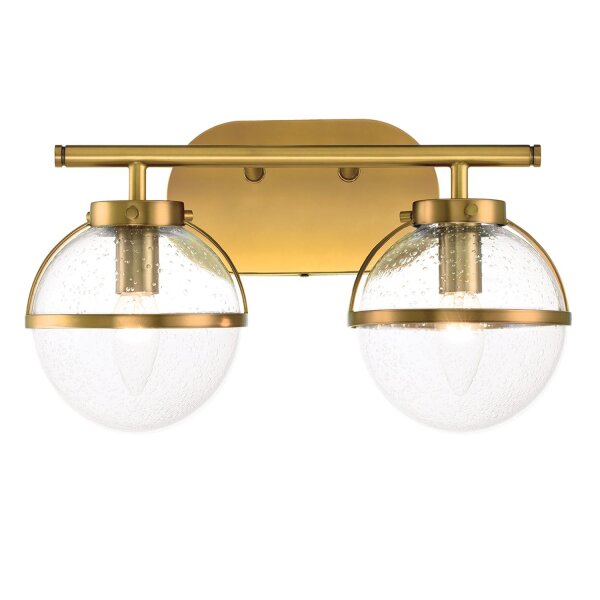 Badlampe Spiegel Metall Glas B: 38,1 cm IP44 in Messing Antik