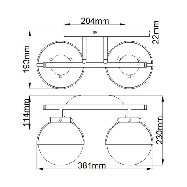 Badlampe Spiegel Metall Glas B: 38,1 cm IP44 in Messing Antik