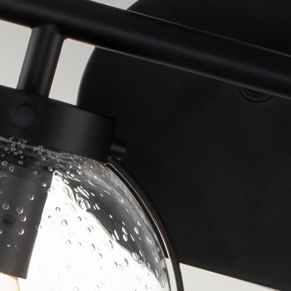 Badezimmerlampe Glas Metall IP44 38,1 cm breit Schwarz