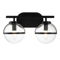 Badezimmerlampe Glas Metall IP44 38,1 cm breit Schwarz