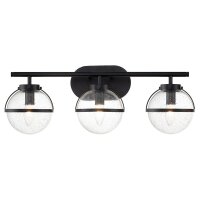Badezimmerlampe Schwarz Metall Glas 60,6 cm breit IP44 Wand