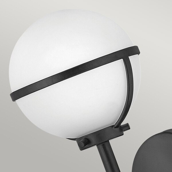 Wandlampe Bad H: 40,3 cm IP44 Schwarz Weiß Metall Glas