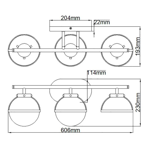 Badezimmerlampe Wand IP44 60,6 cm breit Metall Glas E14