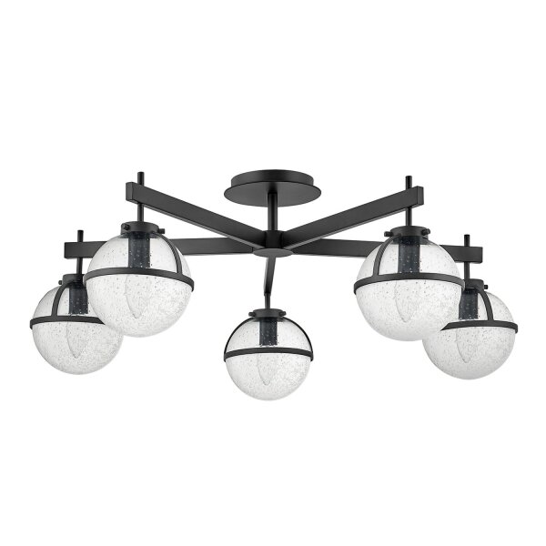 Deckenlampe Bad IP44 81,3 cm breit E14 Schwarz Metall Glas