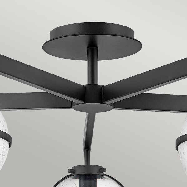 Deckenlampe Bad IP44 81,3 cm breit E14 Schwarz Metall Glas