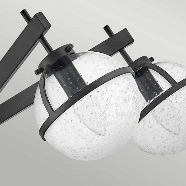 Deckenlampe Bad IP44 81,3 cm breit E14 Schwarz Metall Glas