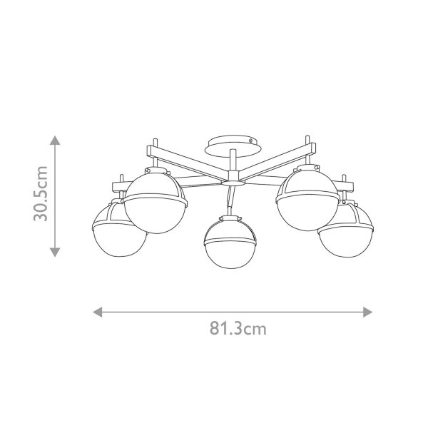 Deckenlampe Bad IP44 81,3 cm breit E14 Schwarz Metall Glas