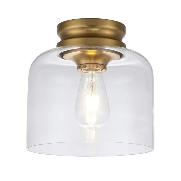 Deckenlampe klein Metall Glas Ø 22,9 cm in Messing brüniert