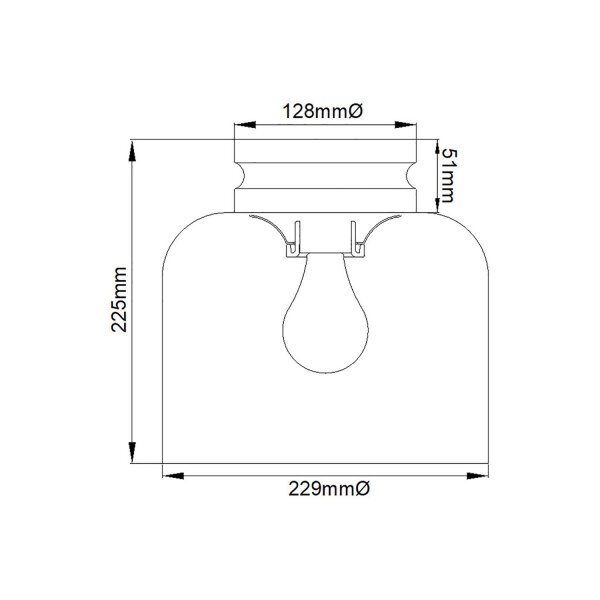 Deckenlampe klein Metall Glas Ø 22,9 cm in Messing brüniert