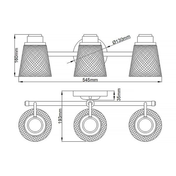 Badezimmerleuchte Wand IP44 54,5 cm breit mit 3x G9 LED