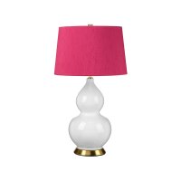 Nachttischlampe Keramik Stoff 64 cm E27 Weiß Pink