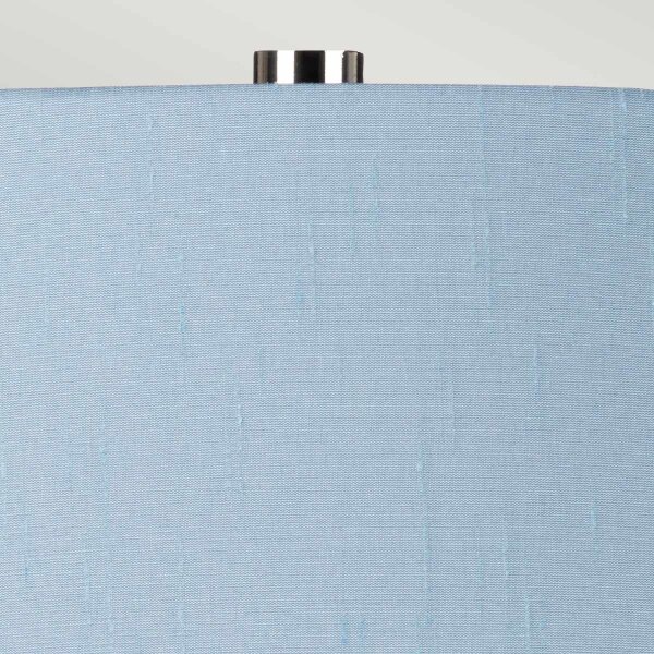 Tischleuchte Keramik Stoff E27 64 cm hoch Weiß Blau