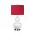 Nachttischlampe Stoff Keramik 64 cm hoch Rot Weiß