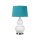Tischlampe Stoff Keramik 64 cm E27 Weiß Petrol Retro