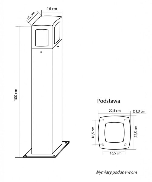 Kleine Wegeleuchte Dunkelgrau Aluminium E27 IP65 100 cm