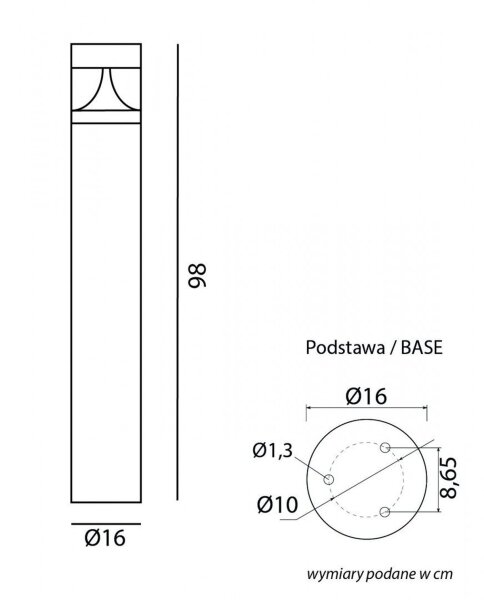 LED Pollerleuchte Aluminium in Dunkelgrau IP65 98 cm