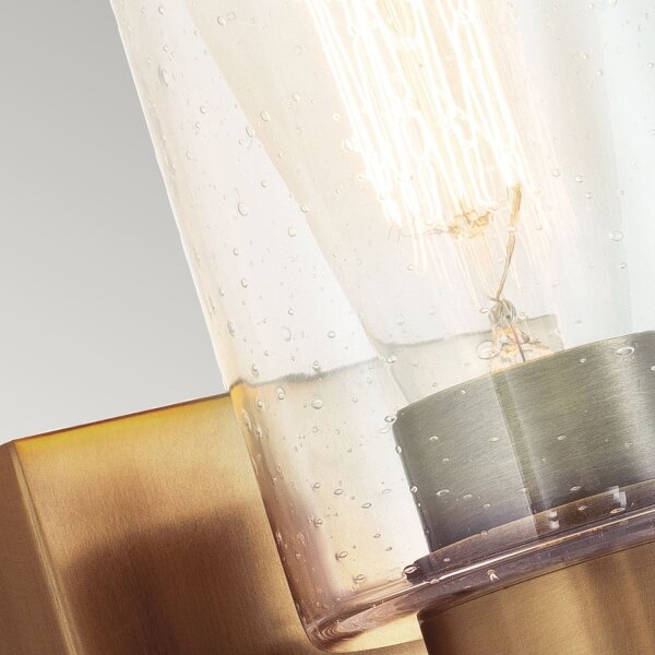 Kleine Wandlampe Metall Regenglas 27,1 cm hoch in Messing