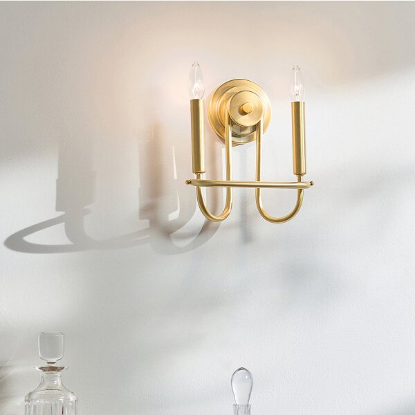 Wandlampe Metall E14 H: 27 cm in Messing 2-flammig VIGO