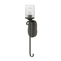 Wandleuchte Glas Metall E27 58,6 cm hoch Schwarz Antik