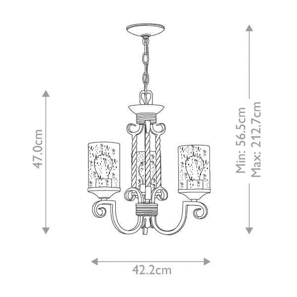 Kronleuchter mit Schirm B: 42,2 cm Schwarz Antik Rustikal