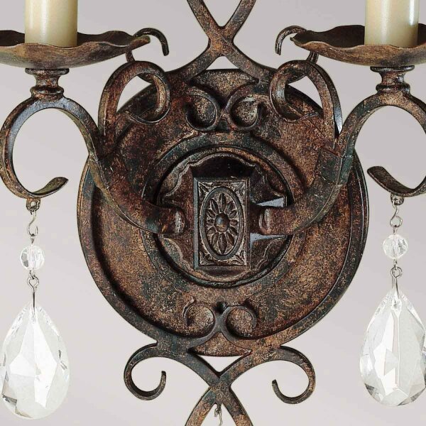 Wandlampe Metall Kristall 2x E14 H: 29,8 cm in Bronze Antik