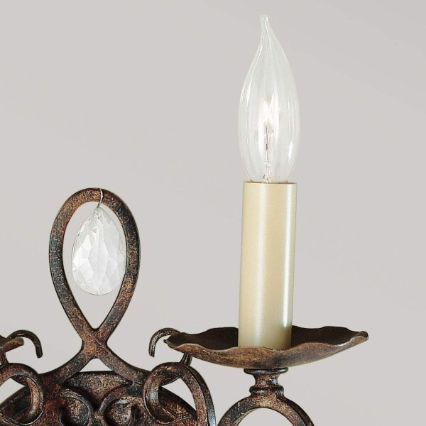 Wandlampe Metall Kristall 2x E14 H: 29,8 cm in Bronze Antik