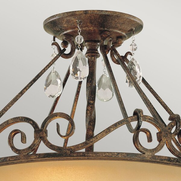 Deckenleuchte Glas Metall Kristall Ø 39,2 cm rund 2x E27